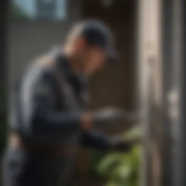 Pest control technician inspecting a property