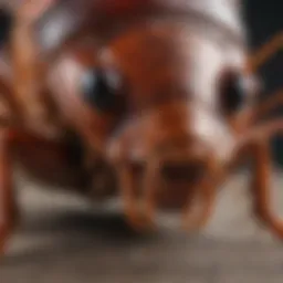 Close-up of a cockroach exhibiting its anatomy