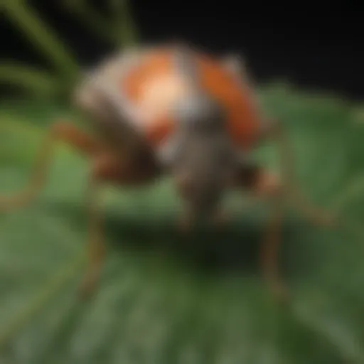 Close-up view of a stink bug on a leaf