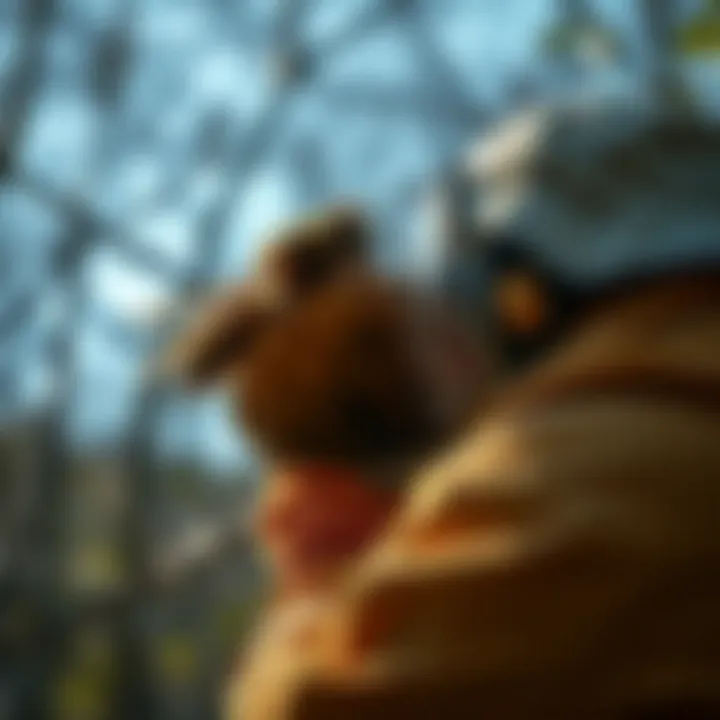 Assessing a Wasp Nest Safely A person assessing a wasp nest with protective gear