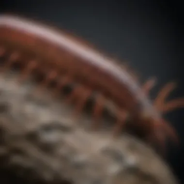 Intricate Details of Centipede Anatomy Close-up of a centipede on a textured surface