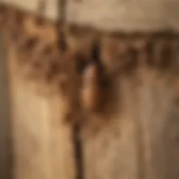 Close-up of termite damage on wooden structure