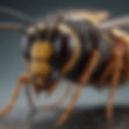 Detailed close-up of a wasp killer bug showcasing its unique features