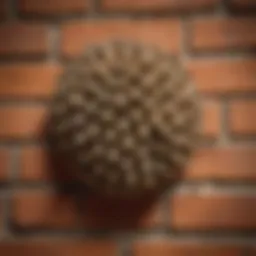 Close-up of a wasp nest in a brick wall