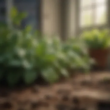 Peppermint plants in a home garden