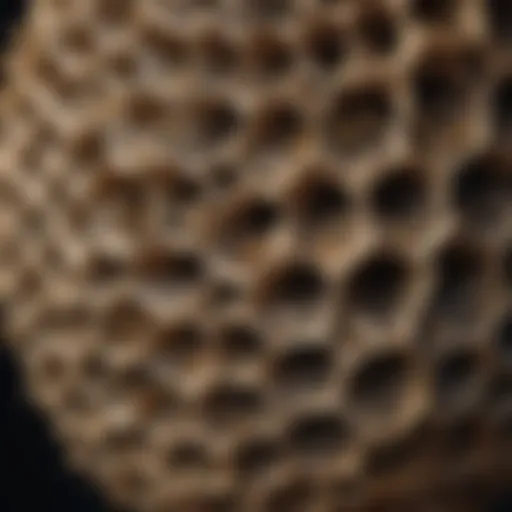 Close-up of a wasp nest showcasing its structure