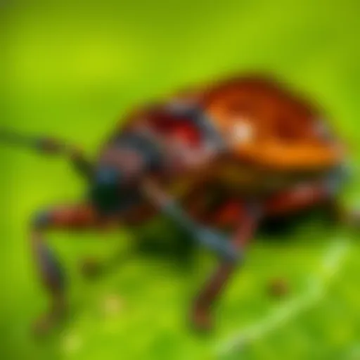 Detailed Features of a Water Beetle A close-up view of a water beetle showcasing its unique features