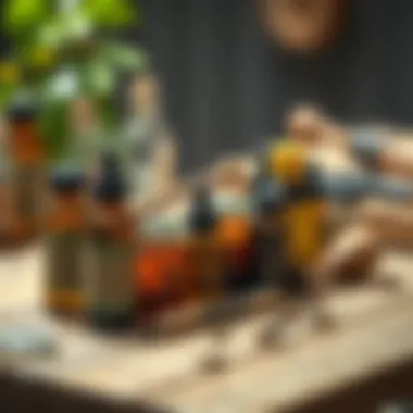 Natural Pest Control Solutions Variety of natural pest control remedies displayed on a wooden table