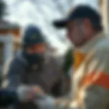 Expert conducting a pest inspection in a residential area