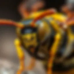 Close-up view of a yellow jacket wasp