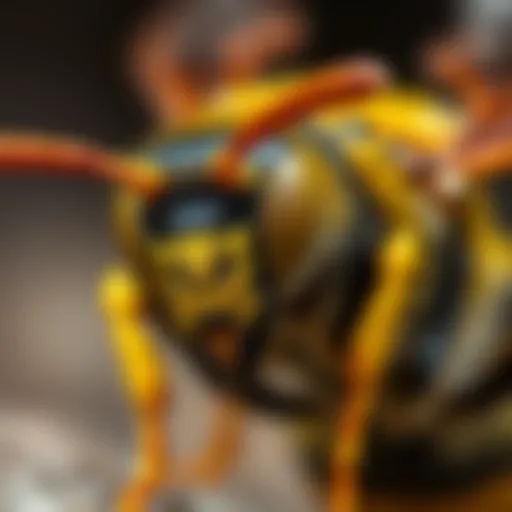 Close-up view of a yellow jacket wasp